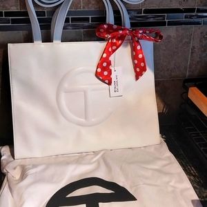 Telfar Medium White Faux Leather Tote NWT